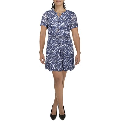 

Belldini Женское синее короткое повседневное мини-платье с принтом плюс  BHFO 4718, Синий