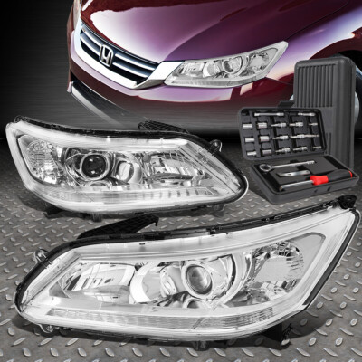 ДЛЯ 13-15 ACCORD СЕДАН ХРОМИРОВАННЫЙ КОРПУС ПРОЗРАЧНАЯ УГЛОВАЯ ФАРА ПРОЕКТОРА + НАБОР ИНСТРУМЕНТОВ
