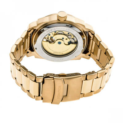 Pre-owned Heritor Automatic Helmsley Semi-skeleton Bracelet Watch - Gold/white