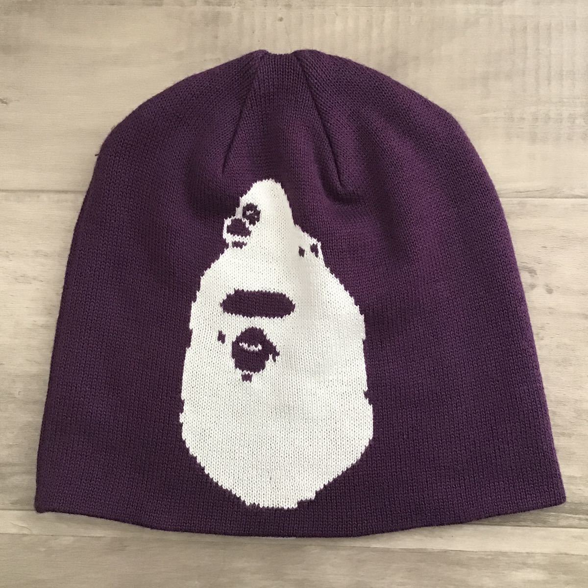 BAPE HEAD Baby Milo beanie knit hat purple NIGO A Bathing