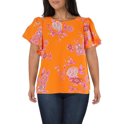 

Женский пуловер с вырезом «лодочка» и цветочным принтом Vince Camuto BHFO 9737, Sunset orange