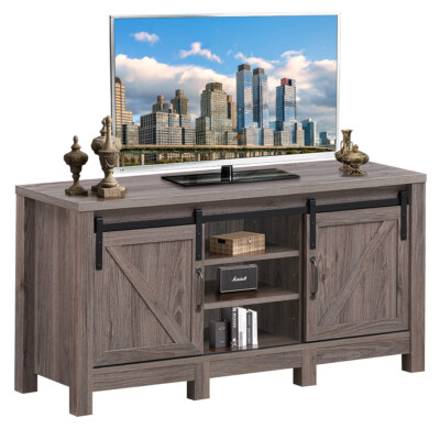 Sliding Barn Door Entertainment Center For Tv's Up To 55" With Storage