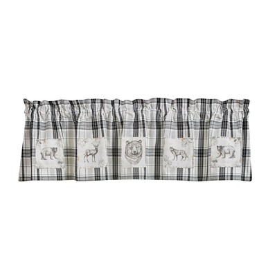 Refined Rustic Patch Black Off White Grey Plaid Country Cotton Valance 60'' x14''