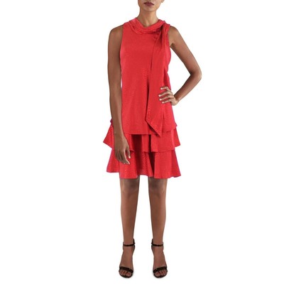 Женское красное расклешенное платье без рукавов с тиснением Robbie Bee Petites 8P BHFO 5450