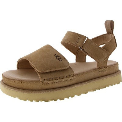 Ugg Womens Goldenstar Tan Suede Platform Sandals Shoes 11 Medium (B,M) BHFO 6008