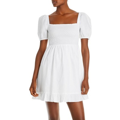 

Женское хлопковое мини-платье French Connection Armina с короткими пышными рукавами BHFO 6547, Linen white