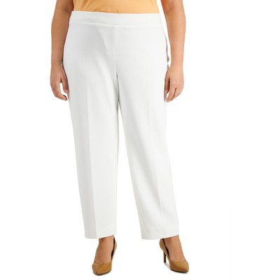 

Женские однотонные прямые брюки со средней посадкой Kasper Plus BHFO 9582, Lily white, 10839398