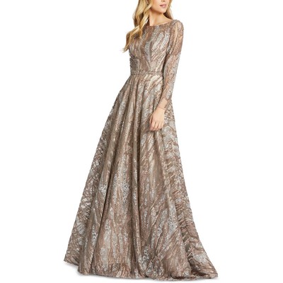 

Mac Duggal Женское коричневое длинное вечернее платье с блестками  BHFO 1315, Mocha