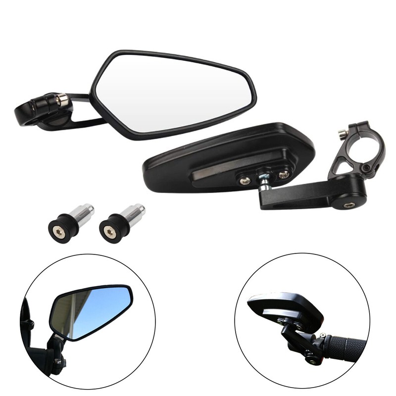 7/8" Motorcycle Bar End Mirrors Black For Yamaha FZ07 FZ09 MT07 MT09 MT03 MT10