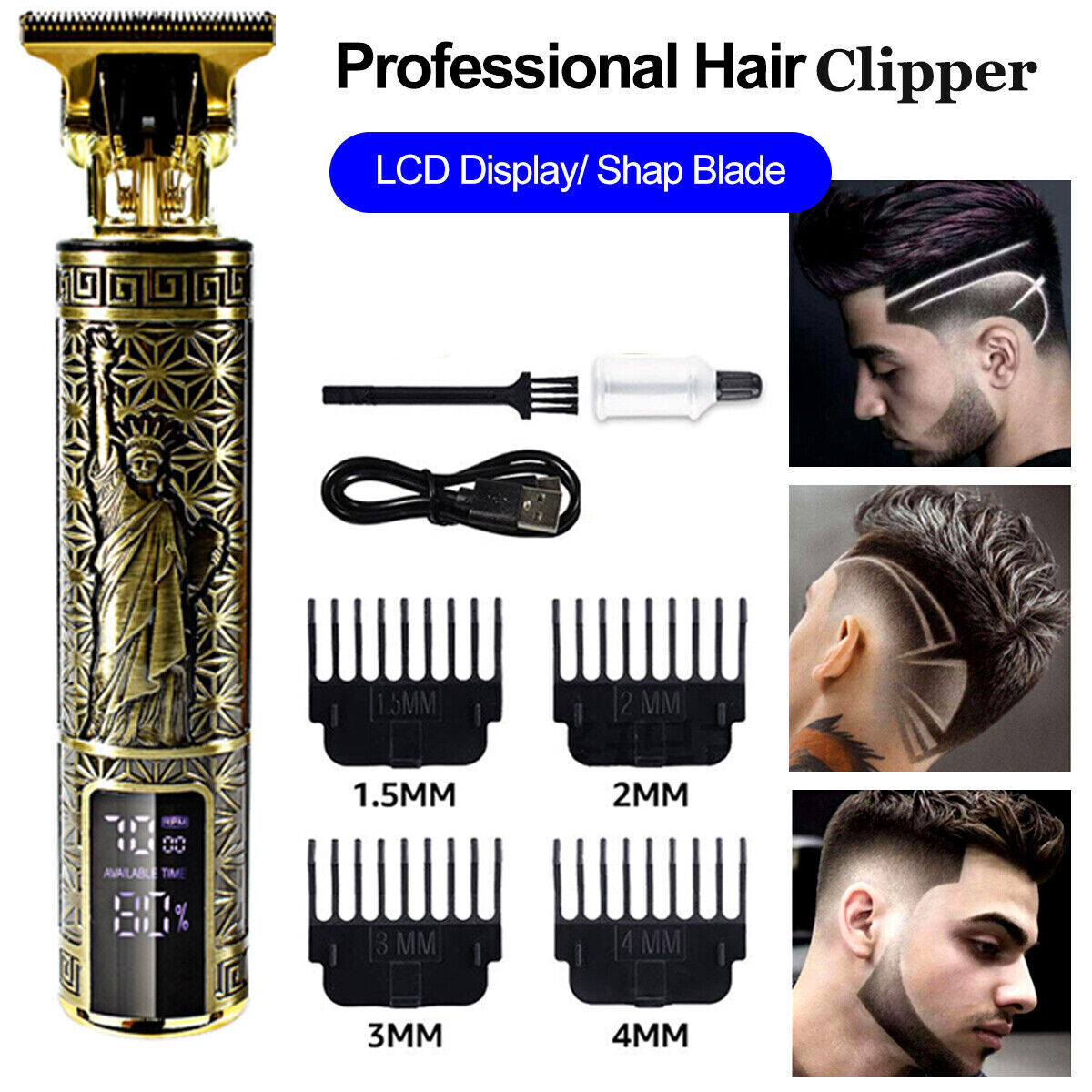 Professional Trimmer Hair Clippers Cutting Beard Rechargeabl