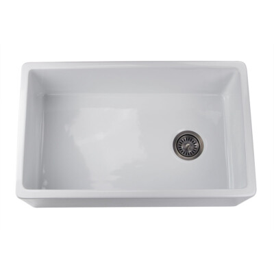 30'' Fireclay Farmhouse Apron Sink White OffSet Drain - A Grade Quality!
