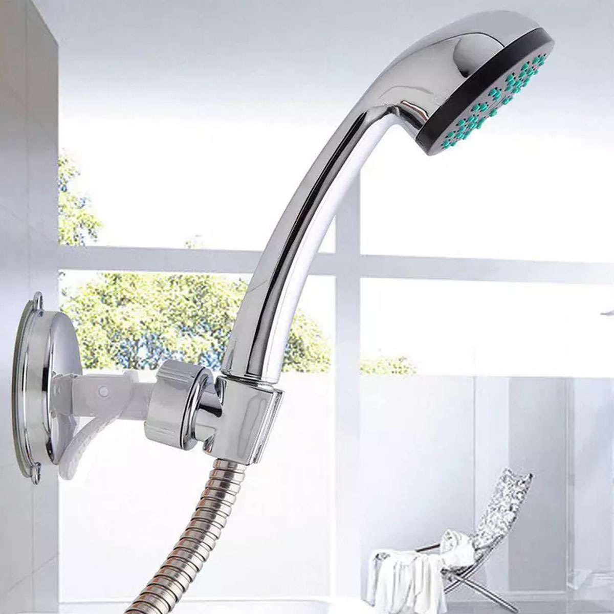 Adjustable Shower Head Holder Suction Cup Handheld Showerhead Wall Mount Bracket
