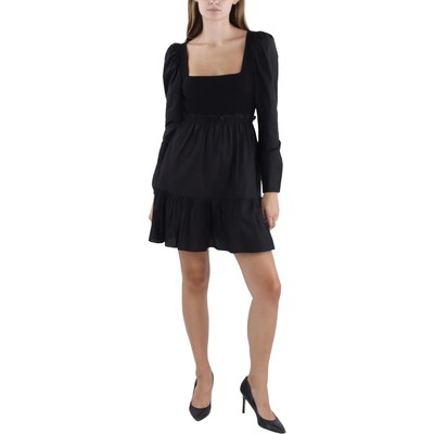 Женское черное многоуровневое вечернее платье Aqua с оборками и расклешенными рукавами S BHFO 1131