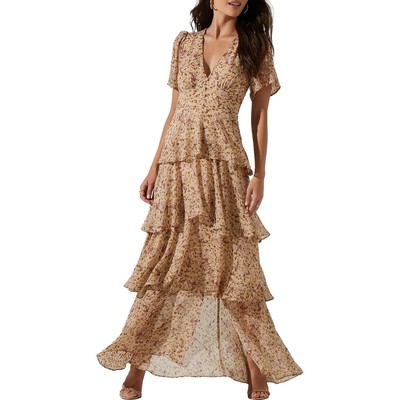 Женское длинное летнее платье макси с цветочным принтом Tayla бежевого цвета от бренда The Label S BHFO 4712