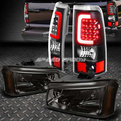 ДЫМЧАТАЯ ФАРА + ЯНТАРНЫЙ УГОЛОК + ХРОМИРОВАННЫЙ ЗАДНИЙ ФОНАРЬ С 3D-ОРЕОЛОМ ДЛЯ 03-07 SILVERADO