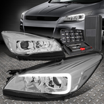 ДЛЯ 13-16 FORD ESCAPE LED DRL ХРОМИРОВАННЫЕ/ПРОЗРАЧНЫЕ УГЛОВЫЕ ФАРЫ-ПРОЕКТОРЫ + НАБОР ИНСТРУМЕНТОВ