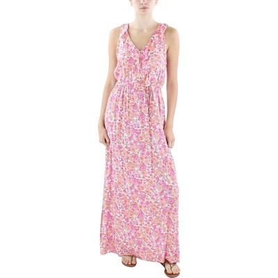 Женское розовое макси-платье без рукавов с оборками и цветочным рисунком Kingston Grey S BHFO 8476