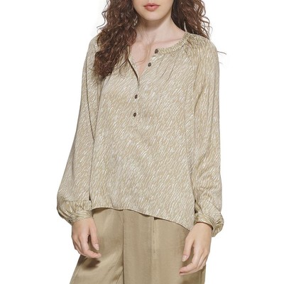 

Женский коричневый пуловер DKNY, блузка-топ  BHFO 0232, Taupe white