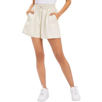 

Good American Womens Faux Leather Mini Loose High Waist Shorts BHFO 7051, Кость, GWB0069