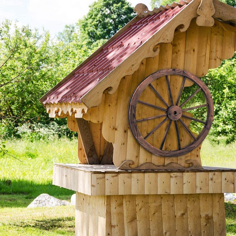 30 Inch Wagon Traditional Wheel Set of 2 Vintage Country Style Wood Rustic D&eacute;cor