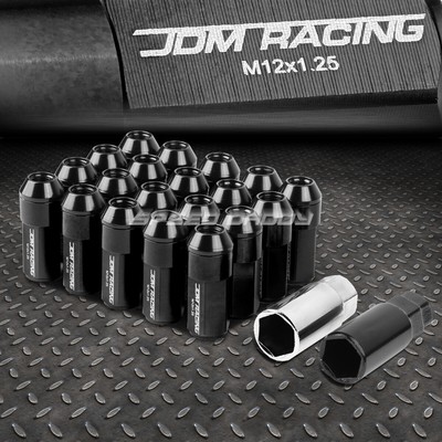 20 ШТ./КОМПЛ. АЛЮМИНИЕВЫЕ ГАЙКИ С ЧЕРНЫМИ НАКОНЕЧНИКАМИ JDM С КРЫШКОЙ + АДАПТЕР M12X1.25 ДИАМЕТРОМ 23 ММ/ВЫСОТОЙ 53 ММ