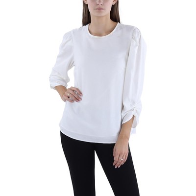 Женская белая нарядная блузка-рубашка с рюшами на рукавах DKNY S BHFO 7986