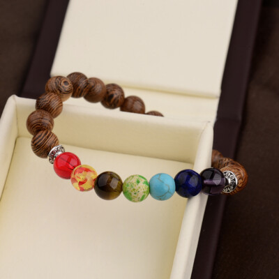 Natural Healing Beads 7 Chakra Crystal Stone Lava Tiger Eye Energy Yoga Bracelet