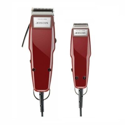 Moser Set 1400 Hair Clipper + 1411 Mini Trimmer Barber Classic Corded red Athent