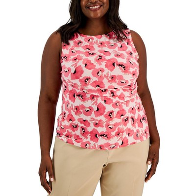 Женская розовая блузка-майка с цветочным принтом Anne Klein, присборенная на бретелях, плюс 1X BHFO 8797