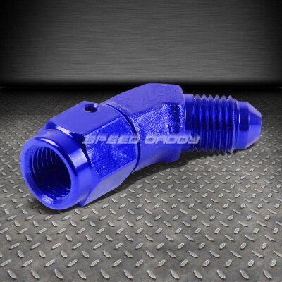 3AN AN-3 3/16 МУЖСКОЙ ЖЕНСКИЙ 45-ГРАДУСНЫЙ ШТУЦЕР ДЛЯ ПЕРЕГОРОДКИ С СИНЕЙ АЛЮМИНИЕВОЙ ОТДЕЛКОЙ