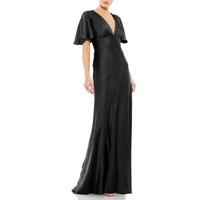 

Ieena for Mac Duggal Женское Атласное Вечернее Платье с V-образным Вырезом BHFO 0968, Черный