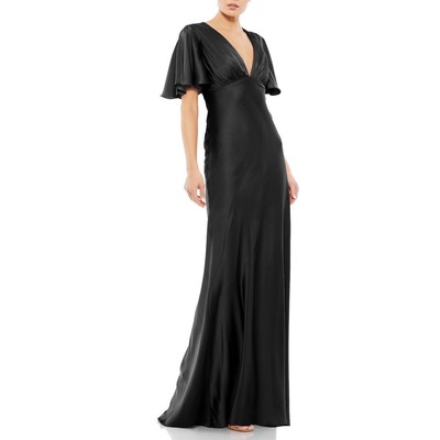 Ieena for Mac Duggal Женское Атласное Вечернее Платье с V-образным Вырезом BHFO 0968