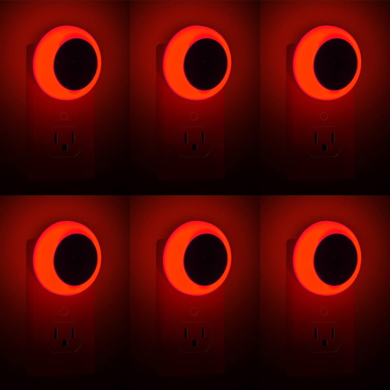 6 Pack Red Night Light, LED Night Lights Plug into Wall with Dusk to Dawn Sensor