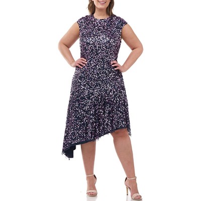 

Женское коктейльное и вечернее платье с пайетками JS Collections Plus BHFO 5328, Navy/purple