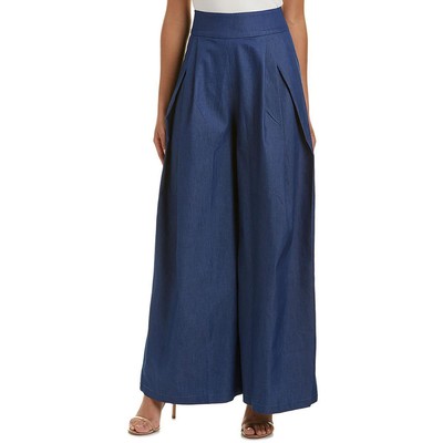 Gracia Womens Denim High Waisted Wide Leg Wide Leg Pants Plus 1X BHFO 1405