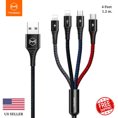 4 in 1 Fast Charger Cord Mcdodo Multi Charging Cable for iPhone Type C Micro USB
