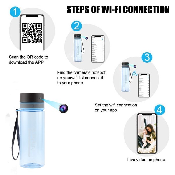 1080P WiFi Hidden Sport Water Bottle Camera Security Video Recorder Cup HD Cam~ - Image 10