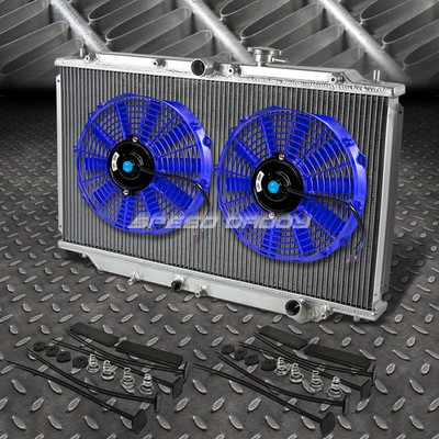 3-РЯДНЫЙ АЛЮМИНИЕВЫЙ РАДИАТОР + 2X 10-ВЕНТИЛЯТОРНЫХ ВЕНТИЛЯТОРА СИНЕГО ЦВЕТА ДЛЯ 92-96 PRELUDE BB2/90-93 ACCORD CB H23