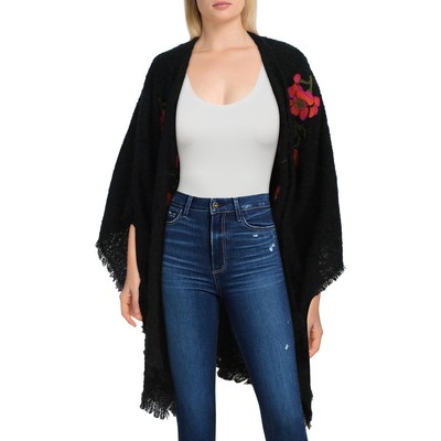 

Аксессуар St. New York, женский черный букле с цветочным принтом, пончо Ruana O/S BHFO 1981 г.
