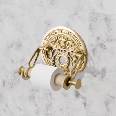 Renovators Supply Bright Brass Wall Mount Toilet Paper Holder 'The Crown' Holder