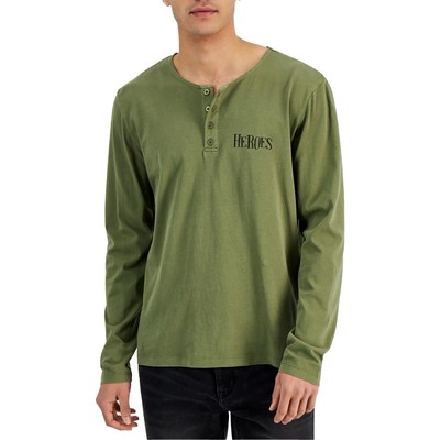 

Мужская зеленая рубашка-хенли с круглым вырезом Heroes Motors  BHFO 8766, Olive, HM9544