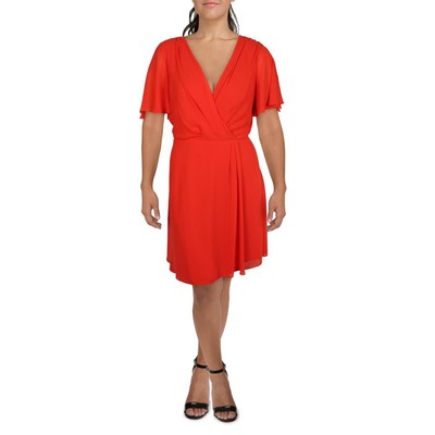 

Женское красное летнее платье миди с запахом Lauren Ralph Lauren  BHFO 1898, Красный