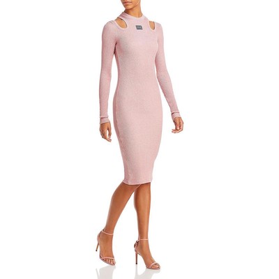 

Женское розовое вязаное платье-свитер миди в рубчик Versace Jeans Couture  BHFO 3175, Rose