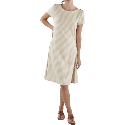 

Женское коричневое платье-футболка длиной до колена с украшением Lauren Ralph Lauren  BHFO 3274, Tan/cream