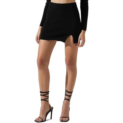 ASTR the Label Womens Mini Hidden Back Zipper Black Denim Mini Skirt BHFO 1933