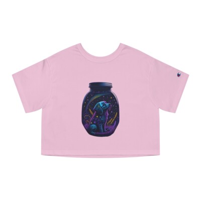 Champion Starry Sky Puppy Print - Women's Heritage Crop Tee, Cute and Unique!