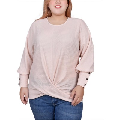 Женская розовая блузка-пуловер из фактурной вязки NY Collection Plus 2X BHFO 4058