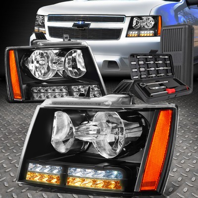 ДЛЯ 07-14 TAHOE SUBURBAN LED DRL УКАЗАТЕЛЬ ПОВОРОТА ЧЕРНЫЕ/ЯНТАРНЫЕ ФАРЫ + НАБОР ИНСТРУМЕНТОВ
