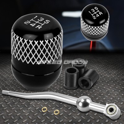 СЕРЕБРИСТЫЙ АЛЮМИНИЕВЫЙ КОРОТКИЙ РЫЧАГ ПЕРЕКЛЮЧЕНИЯ ПЕРЕДАЧ С ДВОЙНЫМ ИЗГИБОМ + ЧЕРНАЯ 5-СТУПЕНЧАТАЯ РУЧКА С СЕТКОЙ ДЛЯ EK/ EJ / EG