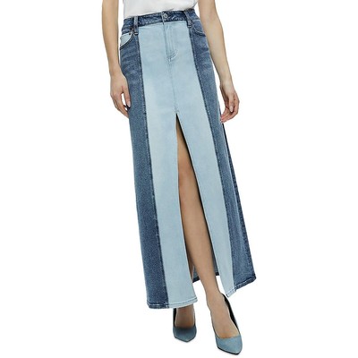 Alice and Olivia Womens Maxi Front Slit Casual Denim Skirt BHFO 6567